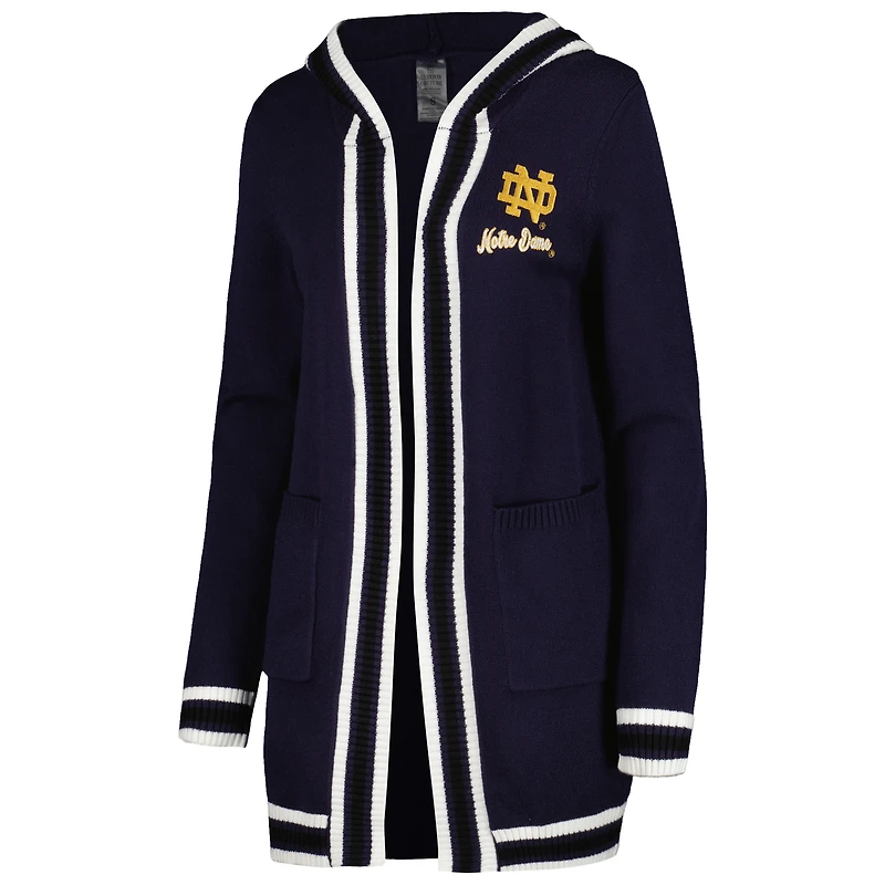 Gameday Couture pour femme Bleu marine Notre Dame Fighting Irish One More Round Tri-Blend Cardigan rayé