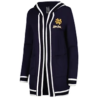 Gameday Couture pour femme Bleu marine Notre Dame Fighting Irish One More Round Tri-Blend Cardigan rayé