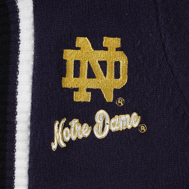 Gameday Couture pour femme Bleu marine Notre Dame Fighting Irish One More Round Tri-Blend Cardigan rayé
