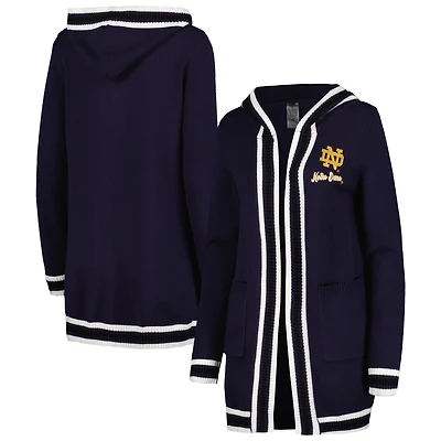 Gameday Couture pour femme Bleu marine Notre Dame Fighting Irish One More Round Tri-Blend Cardigan rayé