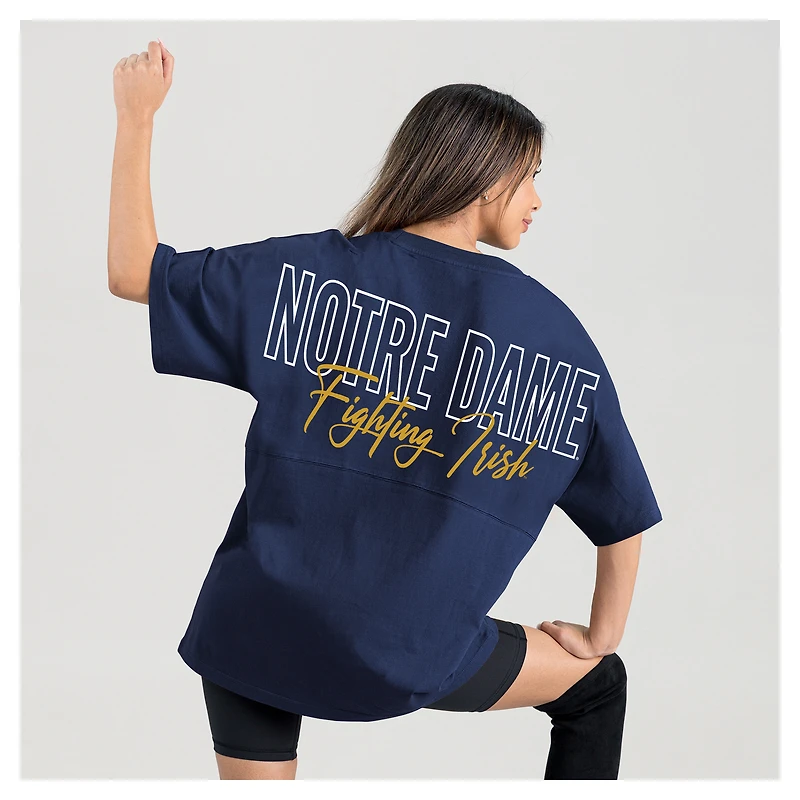 T-shirt oversize bleu marine Gameday Couture pour femme, motif Fighting Irish de Notre Dame, « Back at Ya »