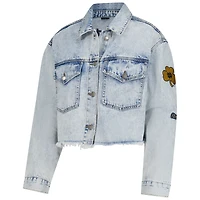 Veste en jean boutonnée courte délavée Notre Dame Fighting Irish pour femme Hype and Vice Denim