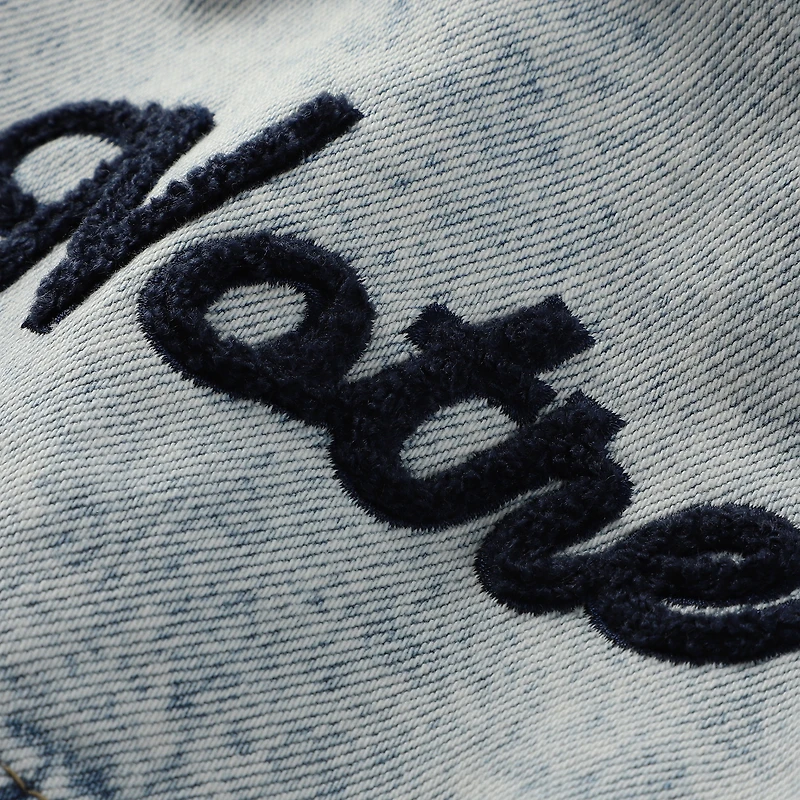 Veste en jean boutonnée courte délavée Notre Dame Fighting Irish pour femme Hype and Vice Denim