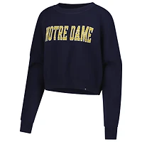 Women's Hype and Vice Navy Notre Dame Fighting Irish Oversized Cropped Ivy Knit Pullover Sweater