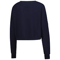 Women's Hype and Vice Navy Notre Dame Fighting Irish Oversized Cropped Ivy Knit Pullover Sweater
