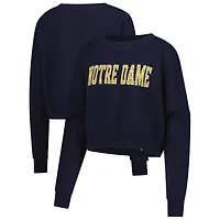 Women's Hype and Vice Navy Notre Dame Fighting Irish Oversized Cropped Ivy Knit Pullover Sweater
