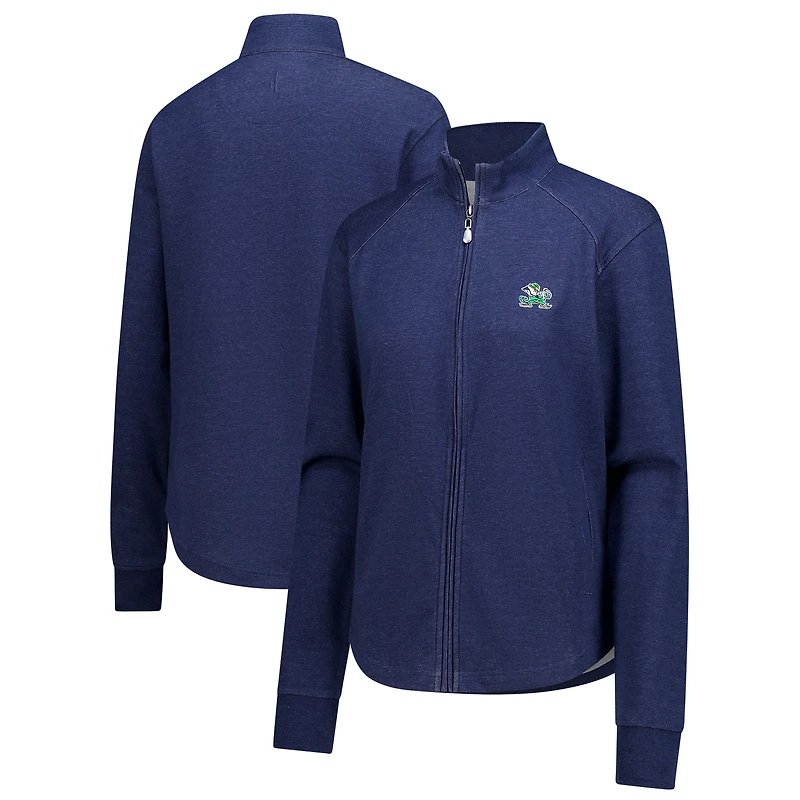 Women's johnnie-O Navy Notre Dame Fighting Irish Tomi Full-Zip Tri-Blend Jacket