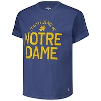 Women's League Collegiate Wear Navy Notre Dame Fighting Irish Slub Rolled Cuff T-Shirt