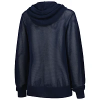 Pull à capuche entièrement zippé Lusso Navy Notre Dame Fighting Irish pour femme en maille ton sur d'été