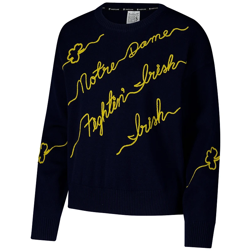 Pull bleu marine pour femme avec inscription Love Note de Notre Dame Fighting Irish