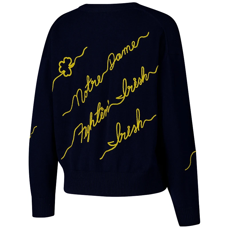 Pull bleu marine pour femme avec inscription Love Note de Notre Dame Fighting Irish