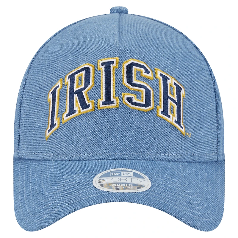 Women's New Era Denim Notre Dame Fighting Irish A-Frame 9FORTY Adjustable Hat