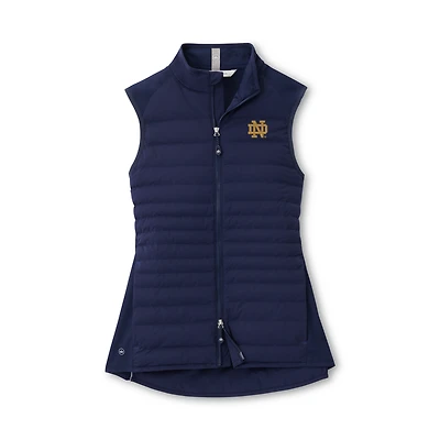 Women's Peter Millar  Navy Notre Dame Fighting Irish Fuse Hybrid Full-Zip Vest