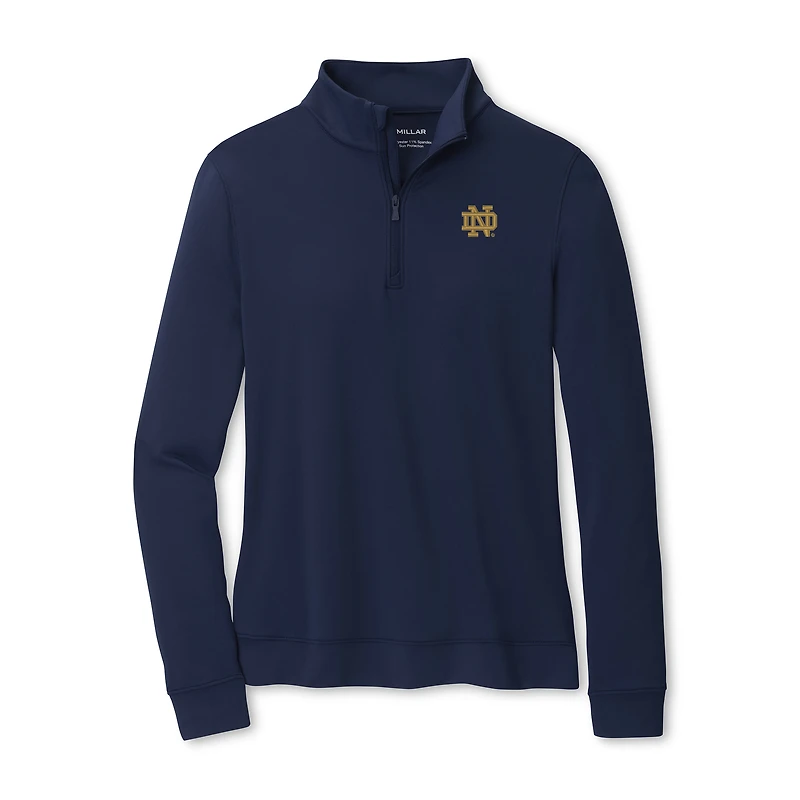 Haut à col zippé Peter Millar bleu marine Notre Dame Fighting Irish pour femme