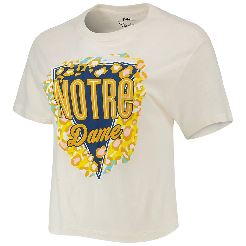 T-shirt court à imprimé animalier Pressbox Notre Dame Fighting Irish Taylor crème pour femmes