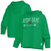 T-shirt à capuche et manches longues Pressbox Navy Notre Dame Fighting Irish Castillo Slub pour femme