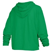 Women's Pressbox  Green Notre Dame Fighting Irish Castillo Slub Waist Length Long Sleeve Hooded T-Shirt