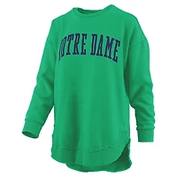 Women's Pressbox  Green Notre Dame Fighting Irish Melange Poncho Vintage Fleece Long Sleeve Pullover Sweatshirt