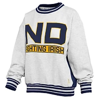 Sweat-shirt ras du cou gris chiné/bleu marine pour femme de la collection Pressbox des Fighting Irish Notre Dame