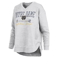 Women's Pressbox  Heather Gray Notre Dame Fighting Irish Marcus East Hall Poncho V-Neck Sweatshirt