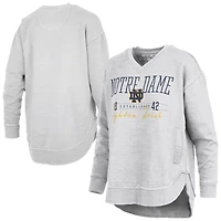 Women's Pressbox  Heather Gray Notre Dame Fighting Irish Marcus East Hall Poncho V-Neck Sweatshirt