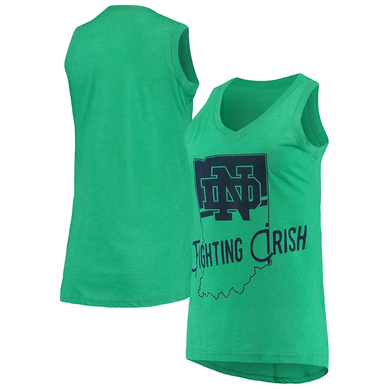 Débardeur Pressbox vert chiné Notre Dame Fighting Irish Ferris Melange à encolure en V pour femme