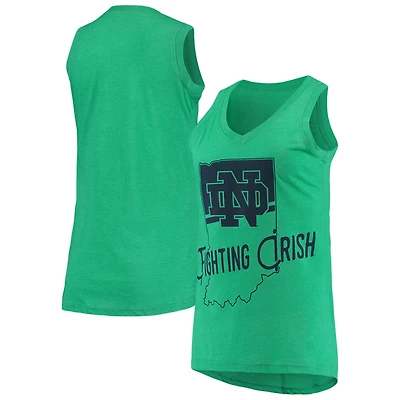 Débardeur Pressbox vert chiné Notre Dame Fighting Irish Ferris Melange à encolure en V pour femme