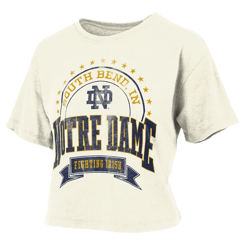 T-shirt à manches courtes en tissu flammé Pressbox Natural Notre Dame Fighting Irish pour femme