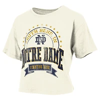 T-shirt à manches courtes en tissu flammé Pressbox Natural Notre Dame Fighting Irish pour femme
