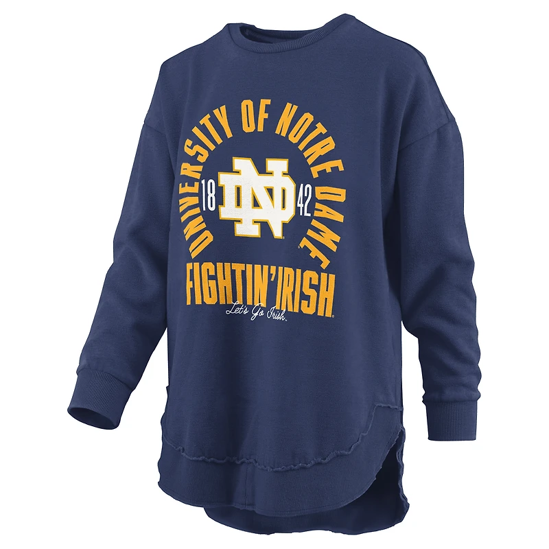 T-shirt à manches longues Pressbox Navy Notre Dame Fighting Irish Blitz pour femmes