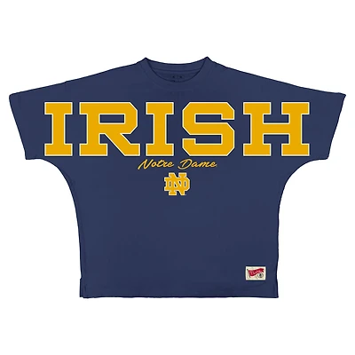 Women's Pressbox  Navy Notre Dame Fighting Irish Flannigan Oversized T-Shirt