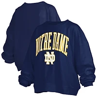 Sweat-shirt surdimensionné à manches longues pour femme, bleu marine, avec logo Janise Arch Over, des Fighting Irish de Notre Dame
