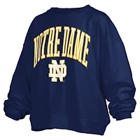 Sweat-shirt surdimensionné à manches longues pour femme, bleu marine, avec logo Janise Arch Over, des Fighting Irish de Notre Dame
