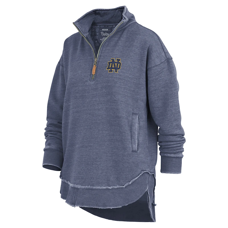 Women's Pressbox Navy Notre Dame Fighting Irish Northfork Sojourn Poncho Quarter-Zip Sweatshirt