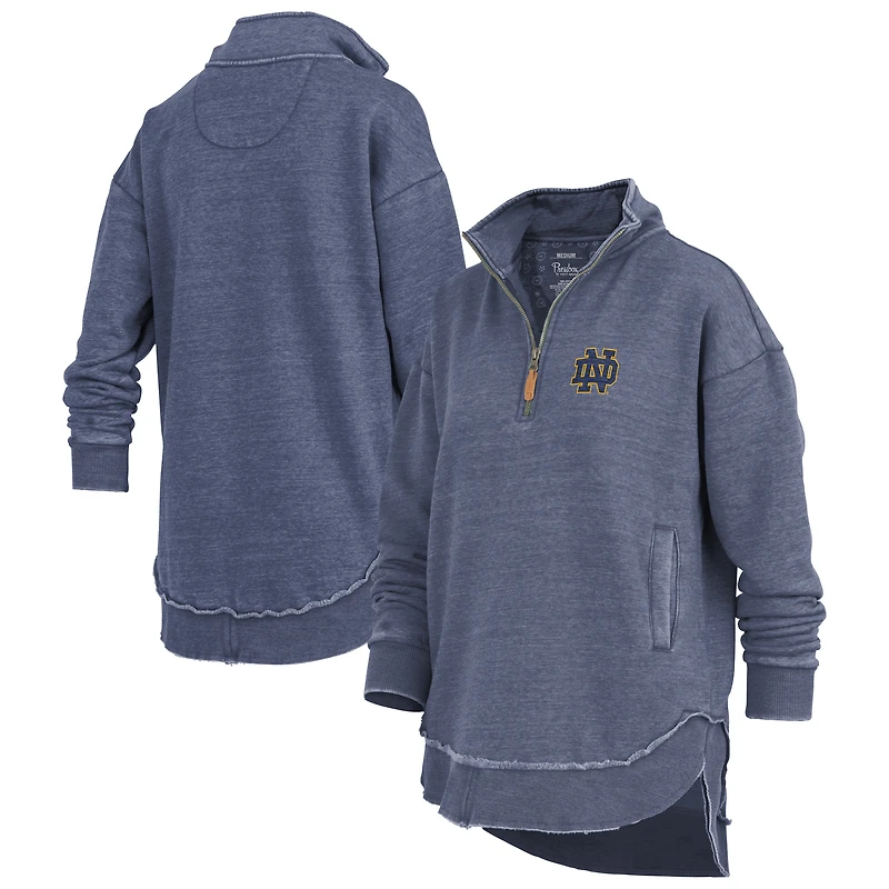 Women's Pressbox Navy Notre Dame Fighting Irish Northfork Sojourn Poncho Quarter-Zip Sweatshirt