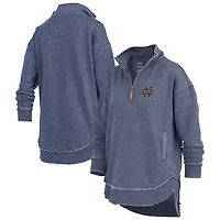 Women's Pressbox Navy Notre Dame Fighting Irish Northfork Sojourn Poncho Quarter-Zip Sweatshirt