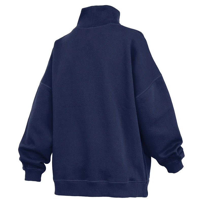 Sweat-shirt à col montant oversize Pressbox bleu marine Notre Dame Fighting Irish pour femme