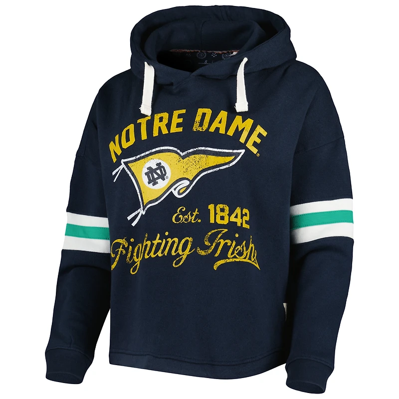 Sweat à capuche Pressbox Notre Dame Fighting Irish Super Pennant bleu marine pour femme