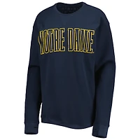 T-shirt à manches longues thermique en tricot gaufré Southlawn pour femme Pressbox bleu marine Notre Dame Fighting Irish Surf