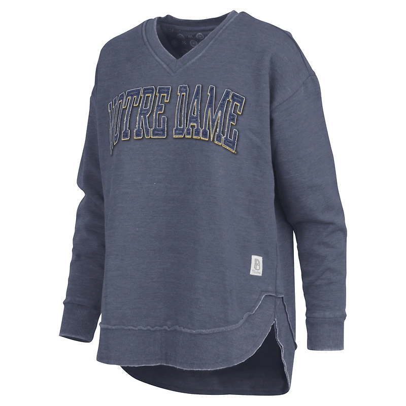 Sweat-shirt à col en V et poncho Westin pour femme Pressbox Navy Notre Dame Fighting Irish