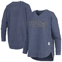Sweat-shirt à col en V et poncho Westin bleu marine pour femme, modèle Pressbox, motif Fighting Irish de Notre Dame