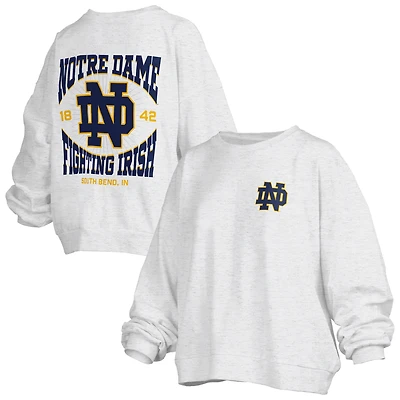 Sweat-shirt surdimensionné Janise Melange pour femme, longueur à la taille, motif Notre Dame Fighting Irish, imprimé avoine Pressbox