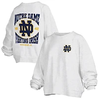 Sweat-shirt surdimensionné Janise Melange pour femme, longueur à la taille, motif Notre Dame Fighting Irish, imprimé avoine Pressbox