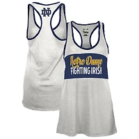 Women's Pressbox White/Navy Notre Dame Fighting Irish Tracy Racerback Burnout Tank Top
