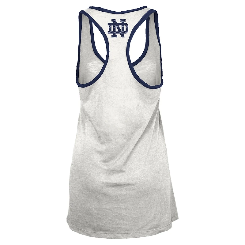 Débardeur dos nageur Tracy pour femme, blanc/bleu marine, imprimé Notre Dame Fighting Irish