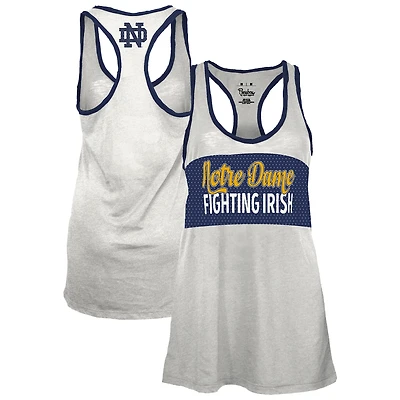 Débardeur dos nageur Tracy pour femme, blanc/bleu marine, imprimé Notre Dame Fighting Irish