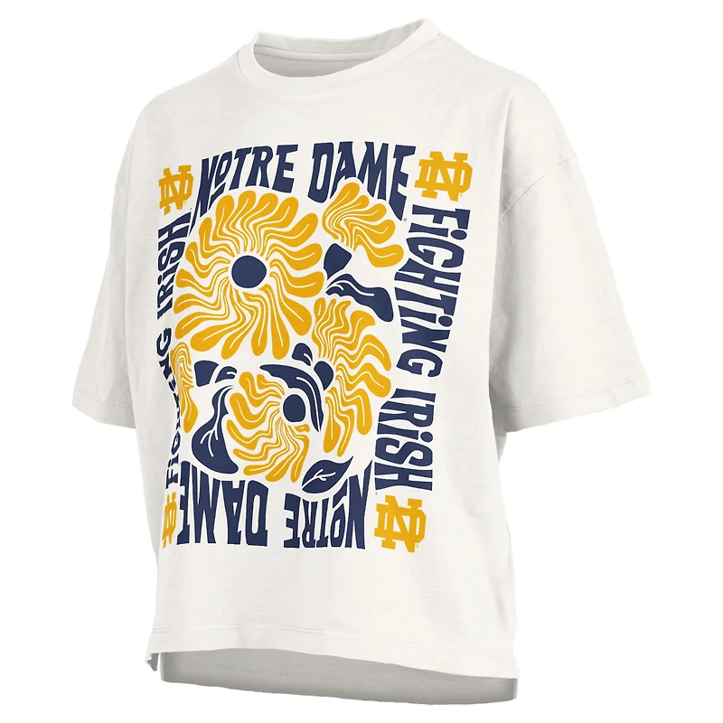 Women's Pressbox White Notre Dame Fighting Irish Elena Oversized Slub T-Shirt