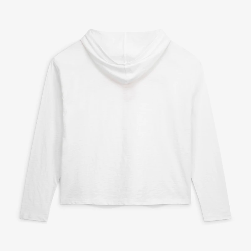 Women's Pressbox  White Notre Dame Fighting Irish Faye Long Sleeve Hooded Slub T-Shirt