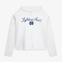 Women's Pressbox  White Notre Dame Fighting Irish Faye Long Sleeve Hooded Slub T-Shirt