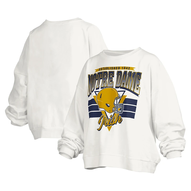Sweat-shirt surdimensionné avec logo rétro Janice de Notre Dame Fighting Irish pour femme Pressbox blanc